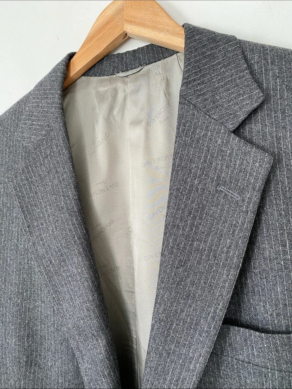 VTG 60s 70s Givenchy Light GreyPinstripe Wool Sport Coat America (ACWA) Union